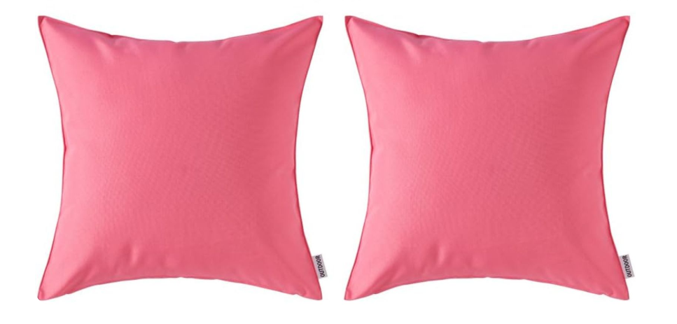 MIULEE Pack of 2 Decorative Outdoor Waterproof Summer Spring Valentine Pillow Cover Square Garden Cushion Case PU Coating Throw Pillowcase Shell for Tent Park Couch 18x18 Inch Pink