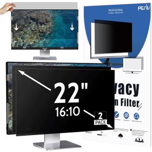[2-Pack] 22 Inch Privacy Screen for Computer Monitor 16:10 Aspect Ratio, Eye Protection Anti Blue Light Glare Shield, 22inch Removable Black Blackout Anti Spy Desktop Security Private Filter