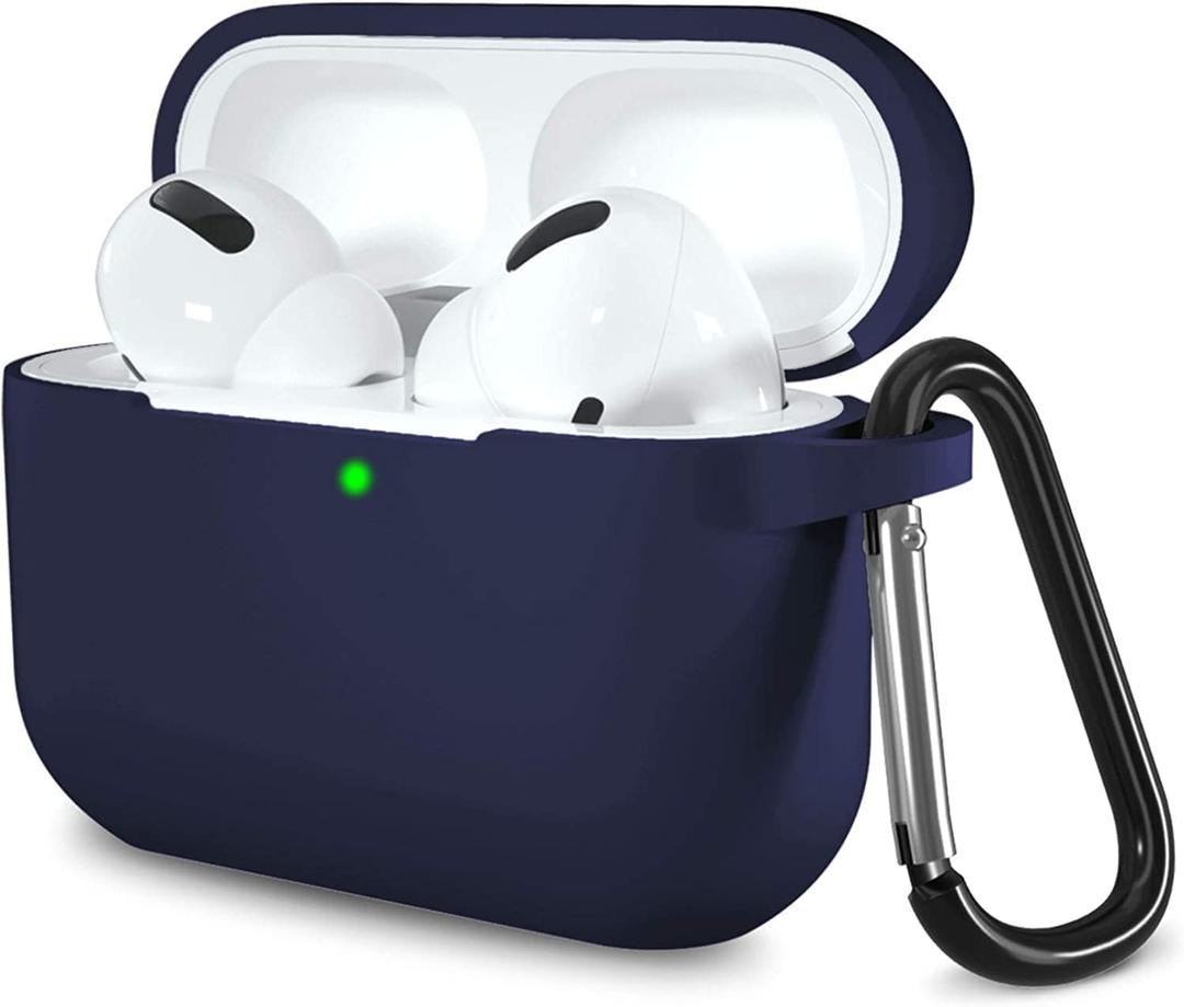 Lerobo Compatible with AirPods Pro 2 Case Cover, Full Protective Shockproof Washable Silicone Skin Cover Case for Airpods pro Supports Wireless Charging with Carabiner Front LED Visible,Navy Blue