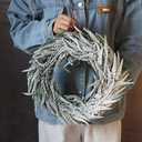 12.6 Inches Christmas Wreaths for Front Door, Wreath Christmas, Winter Wreath with Snowflake for Front Door, Wedding, Home, Fireplace, Party Decorations (White_02)