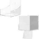 Geelin 2 Pcs Tissue Box Holder Wall Mount Acrylic Dispenses Tissue Box Shelf Gloves Wipes Paper Napkins Organizer Upward or Downward for Kitchen Bathroom Office Rv (Clear)