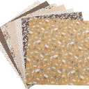 Precut Cotton Fabric, DIY Assorted Bedding Suite Vintage Floral Quarters Bundle for Quilting Print Sewing Patchwork Craft (Brown)