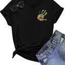 Childhood Cancer Awareness Shirt Women Cancer Support Handprint Shirts Wear Gold Pediatric Cancer Short Sleeve TopsM