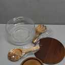 Large Glass Salad Bowls Set with Acacia Wood Base and Lid and Salad Serving Utensils, Elegant and Practical Salad Bowls for Kitchen Essentials Party