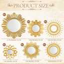 Gerrii 7 Pcs Gold Sunburst Mirror for Wall Decorative Gold Mirrors for Wall Decor Vintage Mirror Sets Hanging Round Decorative Mirrors Accessories for Art Entryway Living Room Home Decor Art Gifts