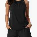 Tankini Bathing Suits with Shorts - High Neck Tankini Swimsuits Two Piece with Two Side Pockets Tummy Control Swimwear 2025 L