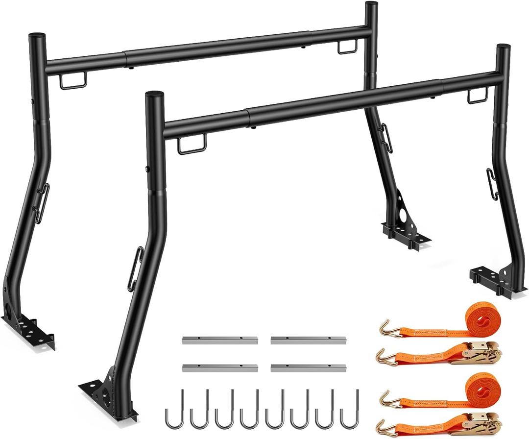 JY PERFORMANCE Truck Ladder Racks 800Ibs Capacity Extendable Pick-up Truck Bed Ladder Rack, Universal Heavy Duty (NO Drilling)