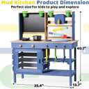 Wooden Outdoor Mud Kitchen for Kids, Pretend Play Kitchen Playset with Removable Sink, Faucet, Stove Top, Planting Area & Cooking Accessories, Toddler Gift for Boys Girls Ages 3+ (Blue), 20 inches x 11.9 inches x 31.5 inches