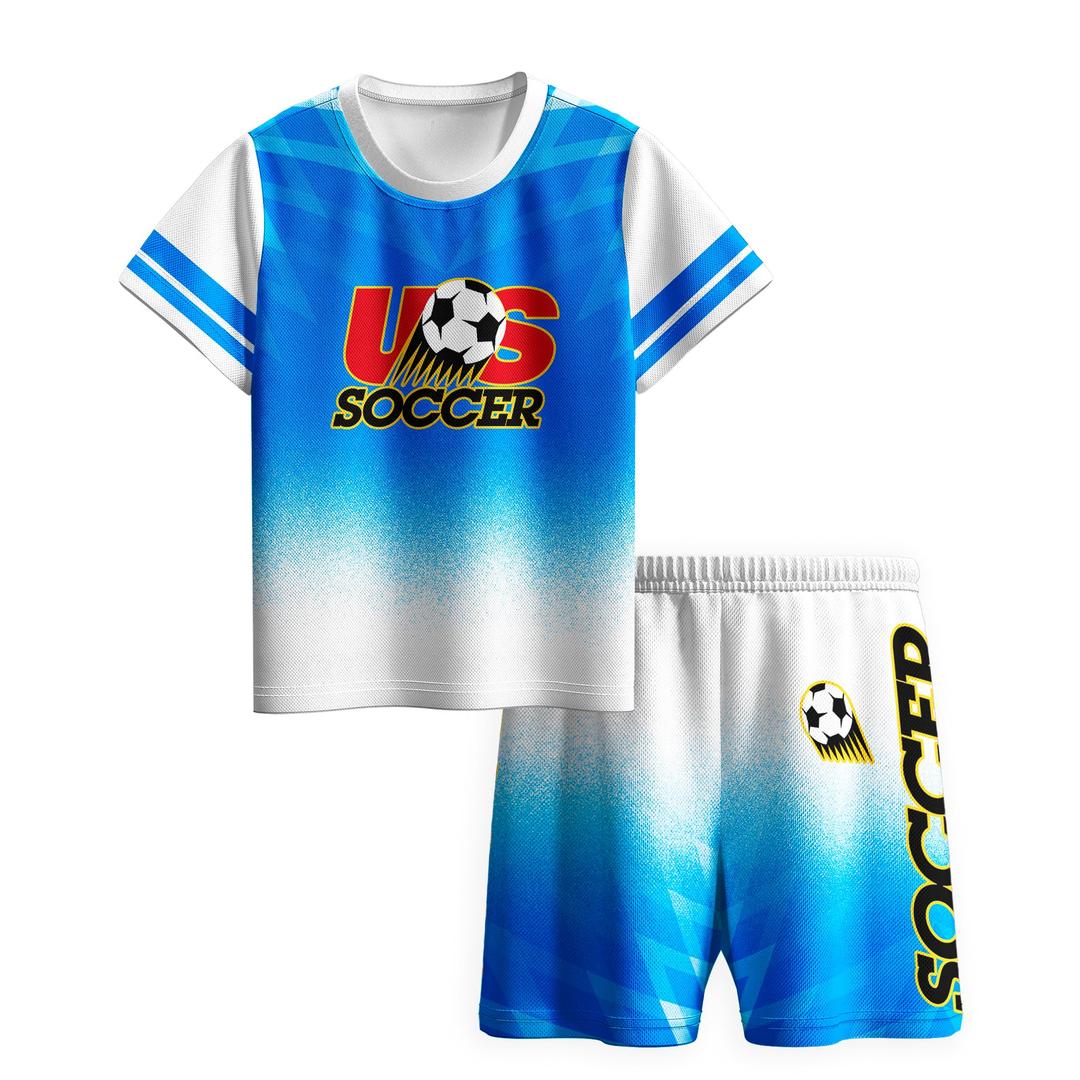 Hjshfue Kids Soccer Jersey Athletic Sports Shirt with Short Set Breathable Lightweight Training Uniform 4-12Y Bluered
