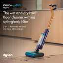 Dyson Clean+Wash Hygiene Wet and Dry Cleaner for Hard Floors - Cordless, 70 Minutes Run time, lays Flat, Anti-Tangle, self-Cleaning Roller, Drying Dock