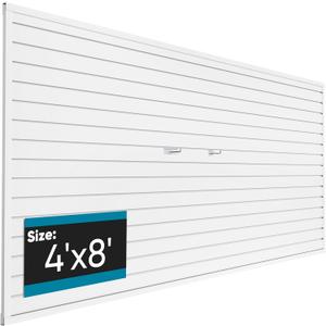 Brakki PVC Slat Wall Paneling 4x8 ft, Garage Organizer Storage System, White Slatwall Panels for Garage Organization Product, Heavy Duty Wall Mounted Tool Storage for Home