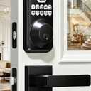 Veise Keyless Entry Door Lock with 2 Lever Handles, Electronic Backlit Keypad Deadbolt Set for Front Door, Smart Digital, Anti-Peeping & One-time Code, Auto-Lock, Easy Installation, Matte Black