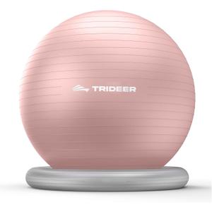 Trideer Exercise Ball for Office Desk, Yoga Ball Chair to Relieve Back Pain, Stability & Fitness Ball Seat with Base, Home Gym Core Workout, Abs, Stretching & Therapy L