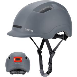 Adult Bike Helmet with Light - Dual Certified for Bicycle Scooter Skateboard Road Cycling Skating Helmet (Medium, Matte Gray)