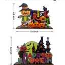 2 x 2PCS Halloween Decorations IndoorHalloween Party Supplies,Home Office Decor(Scarecrow, Pumpkin, Castle, Bat, Skull)
