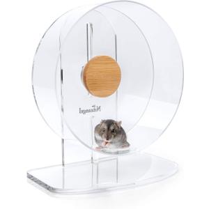 Niteangel Silent Hamster Exercise Wheel: - Dual-Bearing Quiet Spinning Acrylic Hamster Running Wheel for Dwarf Hamster Gerbils Mice Degus Or Other Small Animals (S)