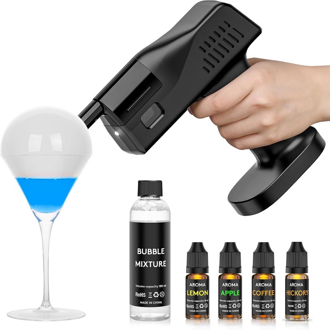 Smoking Gun for Cocktails and Food, Handheld, One Key Operation, 5000mAh Rechargeable Battery, with 1.4-inch Color Screen, for Wine, Drinks, Coffee, Bar, Party