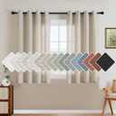 H.VERSAILTEX Elegant Natural Linen Blended Energy Efficient Light Filtering Linen Textured Curtains/Nickel Grommet Window Treatments Panels/Drapes (Set of 2, Angora, 52"W x 45"L)