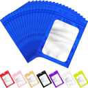 100 PCS Resealable Mylar Bags with Zip and Frosted Clear Window Packaging Bags Foil Pouch Zipper Bag for Food Self Sealing Storage Supplies (Blue, 2.753.93)