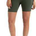 Colorfulkoala Women's High Waisted Biker Shorts with Pockets 6" Inseam Yoga Tummy Control Short (Green, XS)