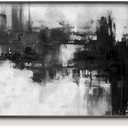 InSimSea Large Metal Framed Wall Art, Black and White Canvas Picture for Living Room, Ink Wash Painting, Abstract Print Decor, for Bedroom Home Office -【Prologue】-(40L x 20W)