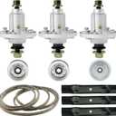 48 inch Lawn Mower Deck Spindle Rebuild Kit for John Deere LA130 LA140 D140 D150 145 155C E140 E150, 3 Spindle Assembly for AUC15811 GY20454 GY20867+3 Idlers GY20067+3 Blades GX21784+1 Belt GX20571