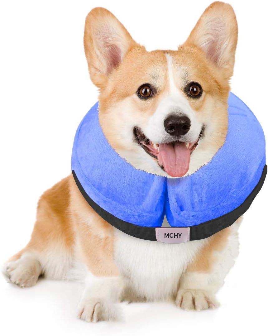 Inflatable Dog Cone,Adjustable Recovery Collar for Dogs After Surgery,Prevent from Biting & Scratching,Not Block Vision (M, Blue) (M-Neck 10''- 14'', Blue)