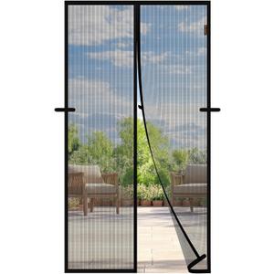 Magnetic Screen Door Black, Fits 30'' x 80'' Door, Scratch-Proof Polyester, Keep Annoying Creatures Out, Pet Friendly Mesh, Easy Install with Strong Adhesive Hook & Loop, Enjoy Sunshine & Fresh Air Flow