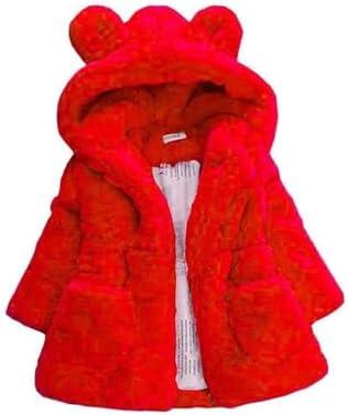 WEONEDREAM Toddler Girls Winter Fleece Coat Kids Hooded Faux Fur Jacket Baby Warm Outwear Size 140
