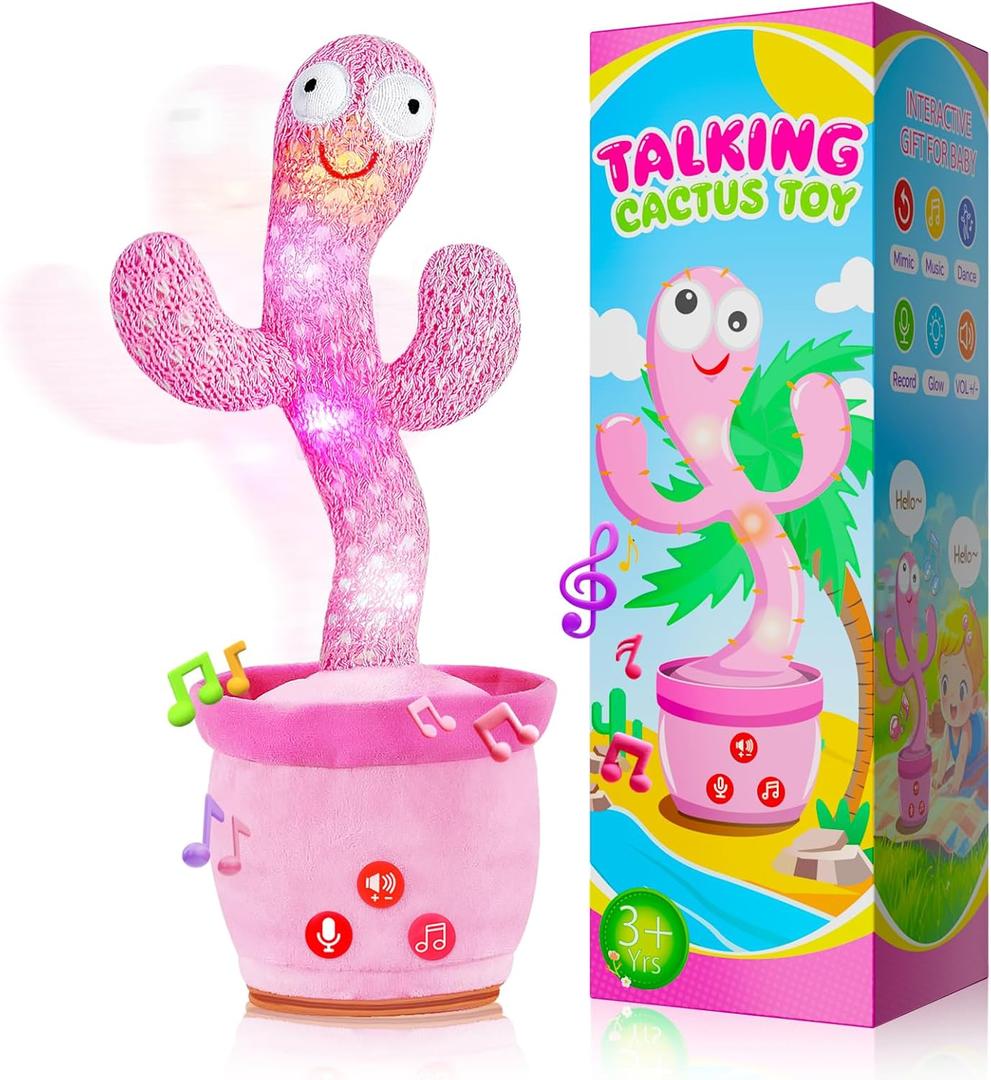 Dancing Talking Cactus Toy for Baby Toddlers, Baby Girl Toys, Volume Adjustable, Mimicking, Recording, Singing English Songs, Perfect Baby Toys & Gifts for Girls