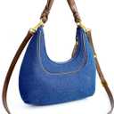Denim Shoulder Bags for Women,Crescent Denim Crossbody Bags,Top Handle Jean Purse
