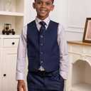 Boys Suit Kids Formal Suits for Boys Wedding Easter Outfits Dress Blazer Vest Pants Bowtie Set, 6Y