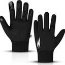 WESTWOOD FOX Winter Thermal Gloves Windproof Running Gloves Touch Screen Warm Anti Slip Silicone Cycling Gloves for Men Women,Elastic Cuff for Driving, Ski Running Football Sports (Black)