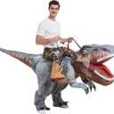One Casa Inflatable T Rex Costume Adult, Blow Up Dinosaur Suit, Ride On Halloween Costumes for Men Women (72INCH)