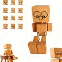 Shaking Wooden Man Figurine for Car Dashboard Decor with 12 Magnetic Expressions, Fun Dancing Feet Doll, Perfect Car Ornaments, and Wood Desktop Decor for Personalized Vehicle and Home Style