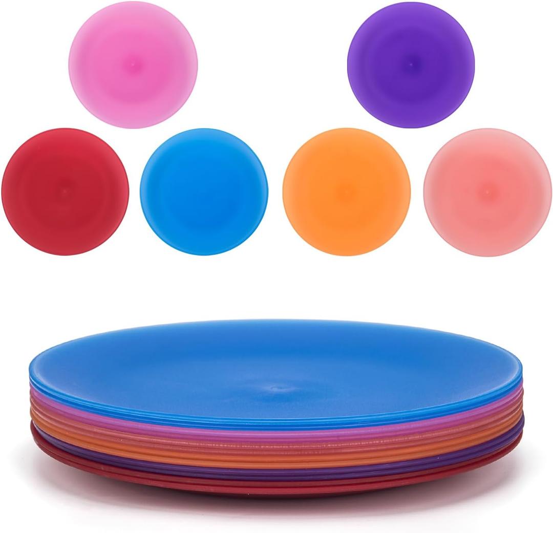 KX-WARE Everyday Plates set of 12 - Unbreakable and Reusable 10 inch Plastic Dinner Plates, Coastal Color | Dishwasher Safe, BPA Free