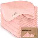 6-Pack Baby Washcloths  Soft Absorbent Viscose from Bamboo Washcloths for Face, Body, Baby Towels for Newborn, Kids, Toddlers, Infant,Gentle on Sensitive Skin,10x10 Reusable Face Towels(Blush Pink)