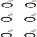 Juno LED Recessed Lights 6 Inch Round Wafer Downlight, 5-in-1 Switchable White Color Temperature, 120 Volts, 6-Inch Ultra-Thin Flat Trim, Matte Black, 6-Pack (WF6 SWW5 90CRI CP6 MB M2)