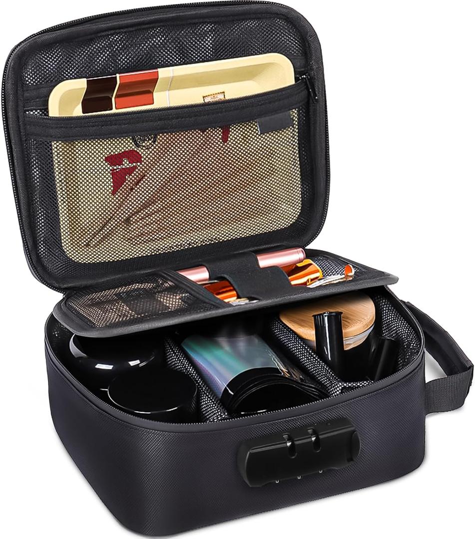 Smell Proof Bag with Combination Lock - Large Odor Proof Stash Bag with Activated Carbon Lining, Discreet Travel Organizer Case with Adjustable Dividers for Home, Office & Secure Storage