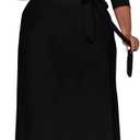 Runwind Plus Size Dresses for Women Floral Maxi Dress Flowy 3/4 Sleeve with Belt (XX-Large, 11-black)