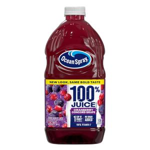 Ocean Spray 100% Juice Cranberry Grape Juice Blend, 64 Fl Oz Bottle (Pack of 8), BB Date: 12/15/2025