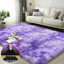 3x5 Rugs for Bedroom, Fluffy Area Rugs for Living Room, Soft Shag Kids Rug Small Carpet with 4 Non-Slip Rug Pads (Purple TieDyed, 3ft x 5ft)