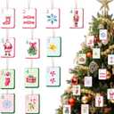 24 Pcs Mahjong Christmas Ornaments 2.4 x 1.8 in Christmas Tree Ornament Decor Funny Tile Souvenir for Mahjong Players Xmas Tree Pendant Winter Holiday Party Decor