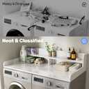 2-Tier Washer and Dryer Countertop with 2.75" H Guard,54" W x 27.5" D Laundry Countertop Cover with Non-Slip Pad,Large Space Laundry Topper for Folding Clothes Over Washer and Dryer-White, Standard-2 Tier
