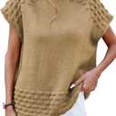 Cakulo Womens Oversized Sweater Vest Mock Neck Pullover Sweaters (Brown, M)