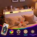Headboard for Full Size Bed Frame with USB and Type C Ports and LED Light