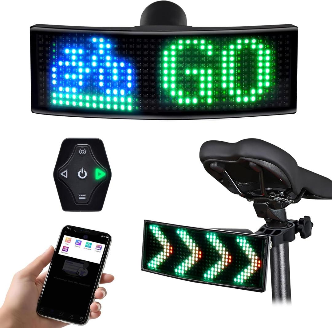 GOTUS Programmable LED Smart Bike Tail Light, Rear Bike Light,with Speedometer and APP Custom Text, Patterns, Animations Display, for Adults Kids Road Mountain