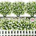 Ouddy Decor 24 Bundles Artificial Flowers for Outdoors Decoration Fake Flowers UV Resistant Faux Plastic Greenery Eucalyptus Plants for Spring Summer Garden Patio Indoor Outdoor Home Decor, White