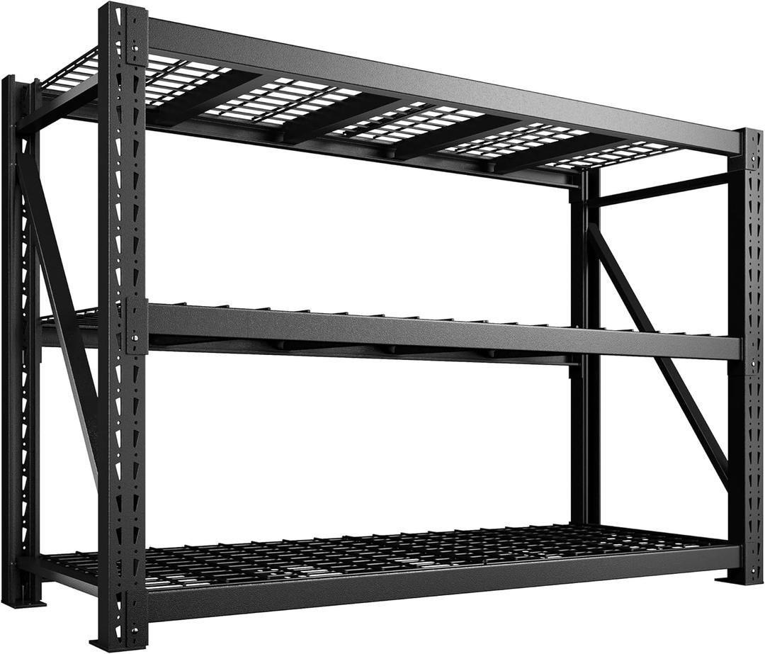 Bepatio 7050LBS Garage Shelving Heavy Duty 67.6''W Storage Shelves Metal Shelving Unit, 3 Tire Shelf, Adjustable Industrial Shelving for Warehouse Commercial Storage Rack,67.6''Wx23.7''Dx66''H