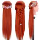 TopDirect 29" Red Hair Mannequin Manikin Head with Clamp Holder and Tools for Cosmetology, Hairdressing, Braiding Practice
